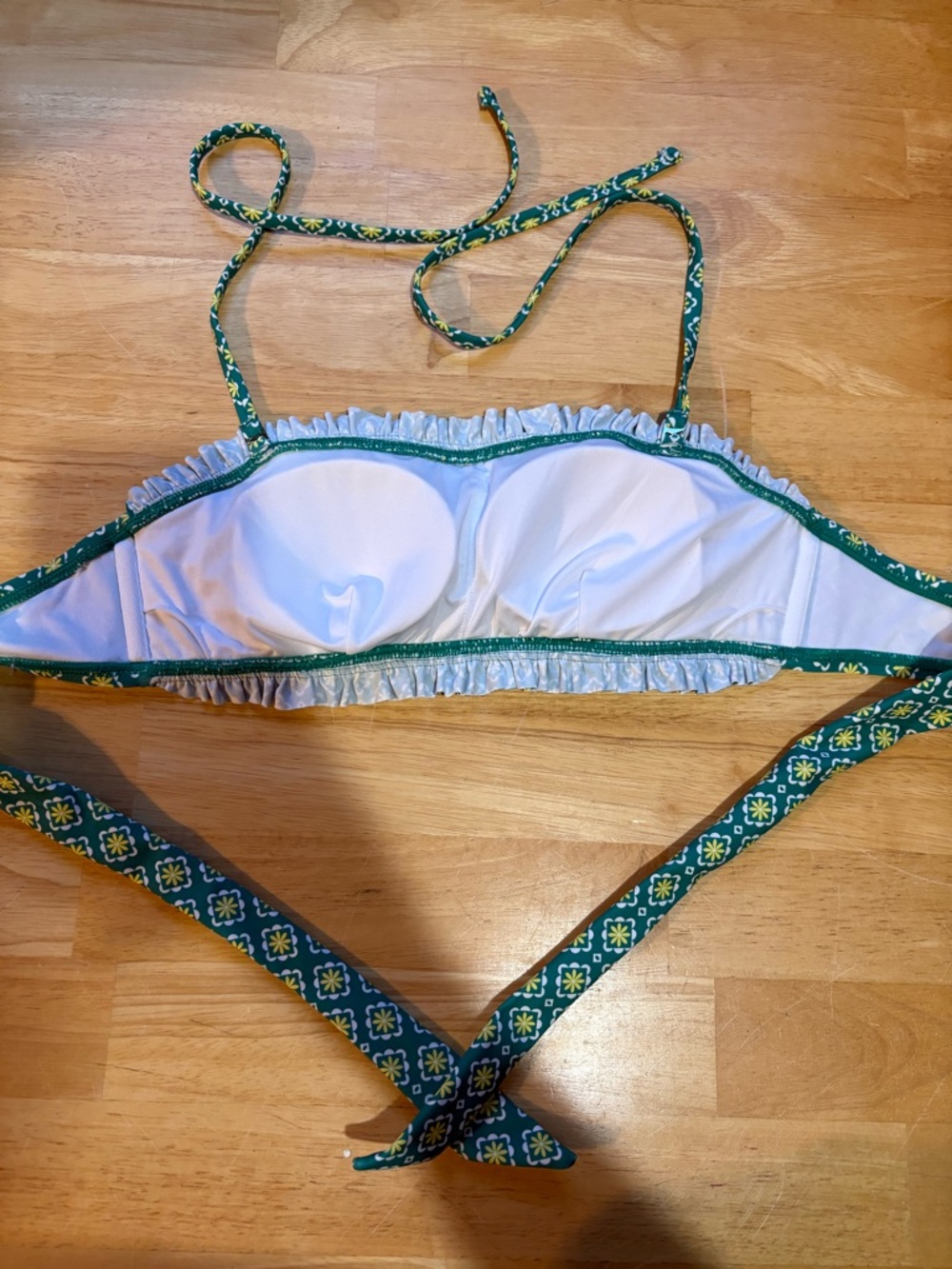 Women's Teal Floral Smocked bikini top - Picture 2 of 2